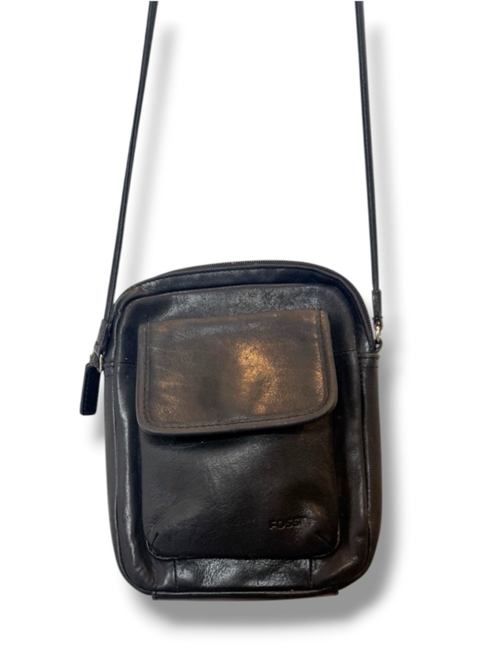 Fossil Black Leather Organizer Crossbody Bag Vintage - Picture 6 of 10